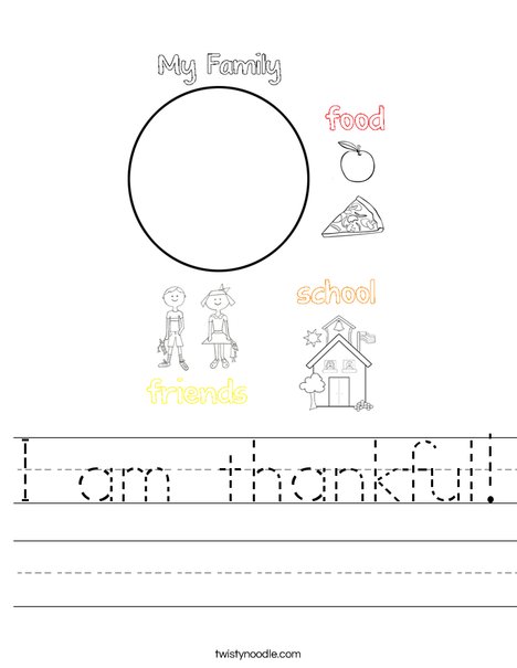 I Am Thankful For My Home Coloring Page